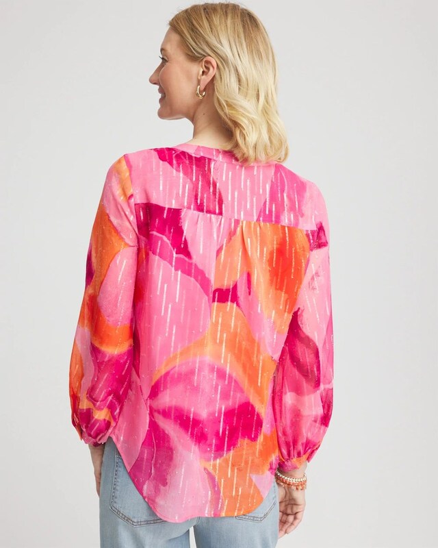 Watercolor Classic Fit Chiffon Blouse - image 3